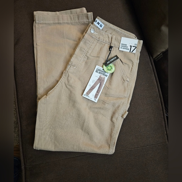 High Rise Carpenter 90s Boyfriend Jeans with buttons - Picture 1 of 14